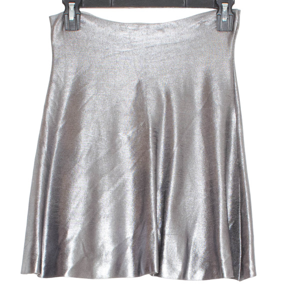 NWT Zara Skirt Minimalist Boho Grunge Y2K Cyberpunk Space Mini Silver Small JB - Picture 1 of 4